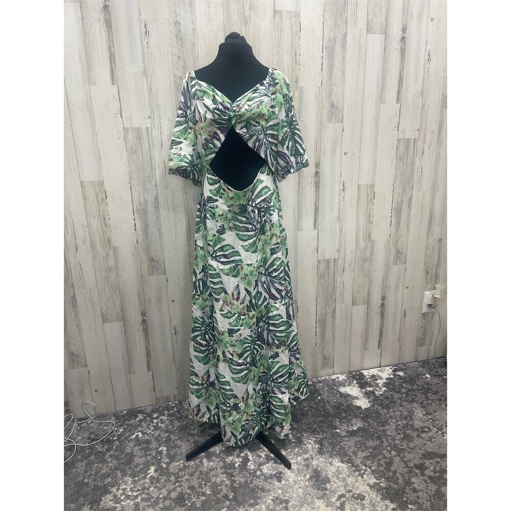 S.Deer Maxi Dress Womens Size XXL Multicolor Tropical Twist Front Cutout sku636